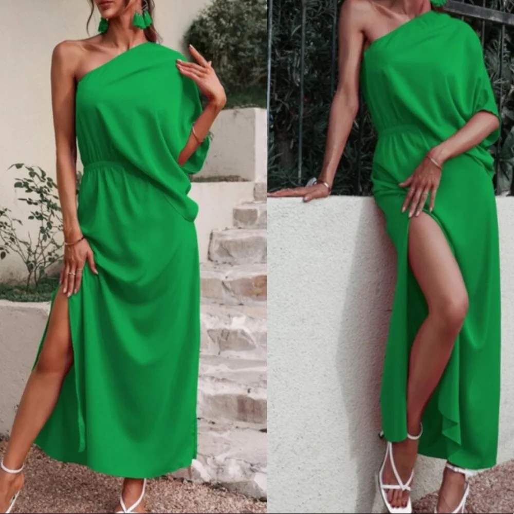 Boho one shoulder slit thigh maxi dress - Picture 4 of 13
